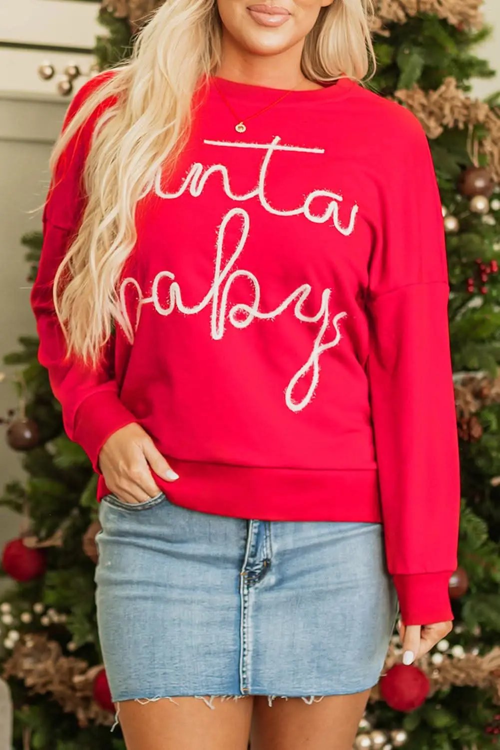 Cozy red Santa baby sweatshirt - Love Salve